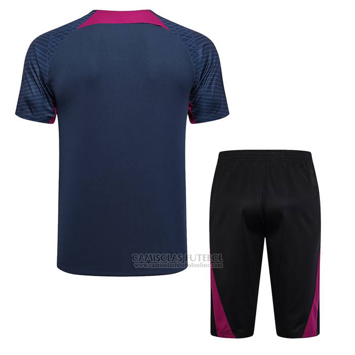 Fato de Treino Paris Saint-Germain Manga Curta 2023-2024 Azul - Calcas Curta